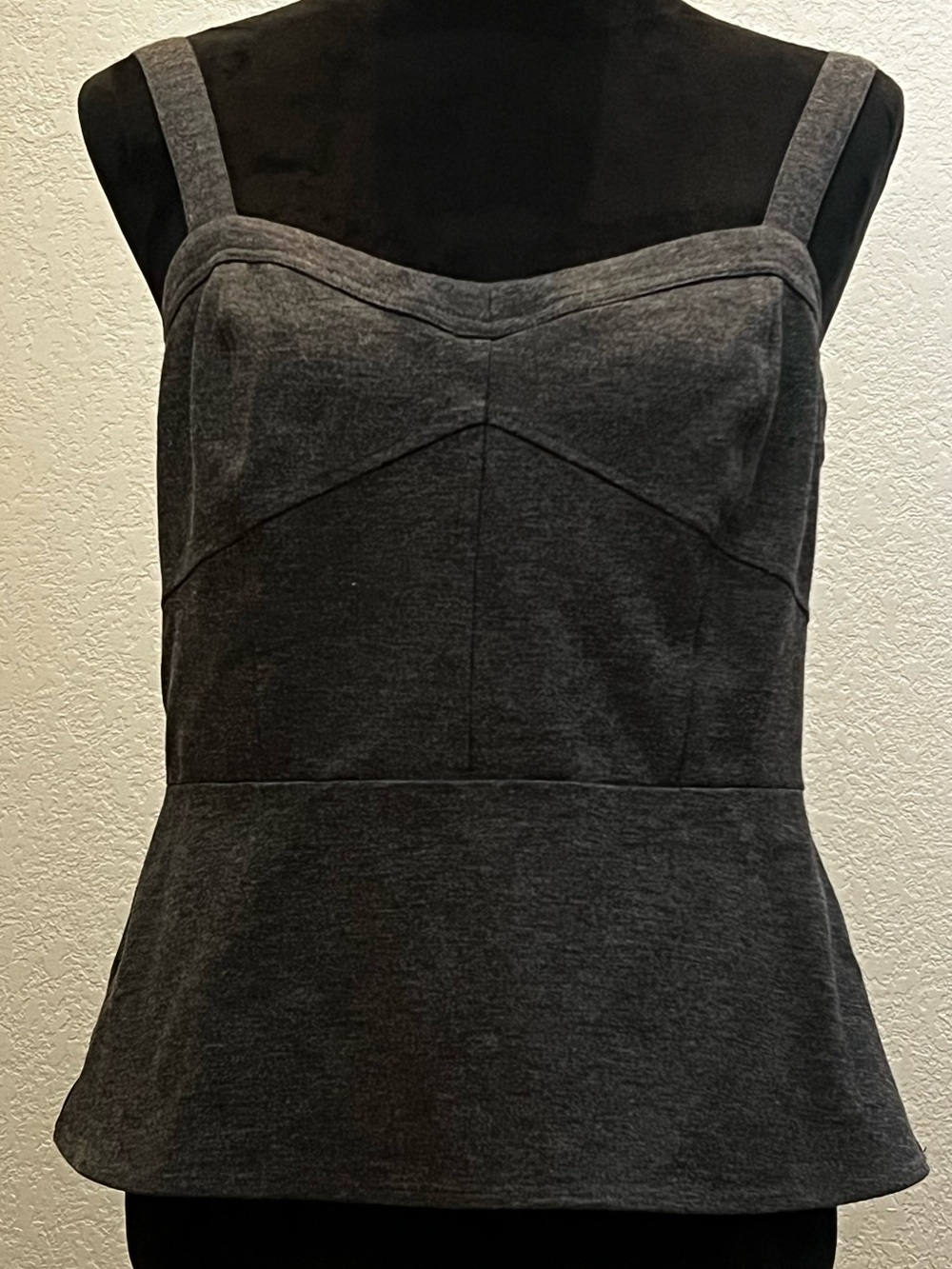 CAbi Charcoal Gray Structured Peplum Tank Top, 10
